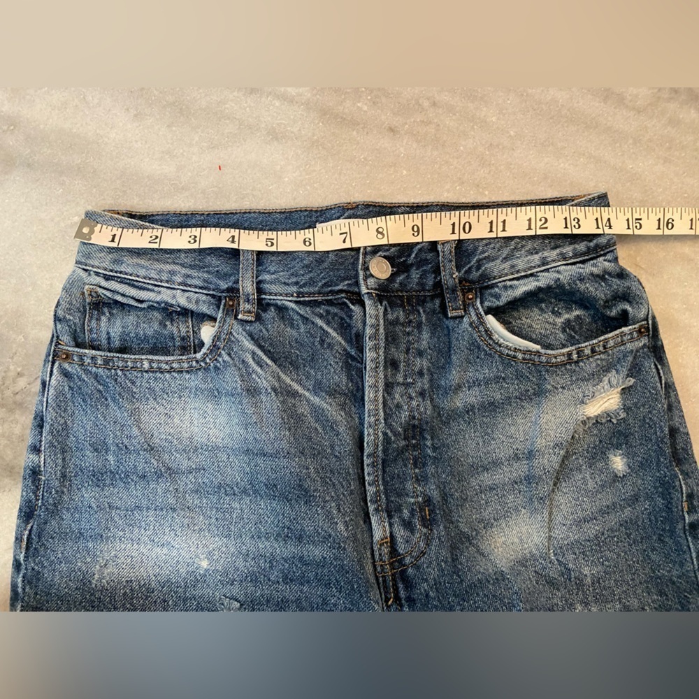 PacSun Ultra High Rise Slim Distressed Medium Wash Denim Button Jeans Size 28 - Picture 4 of 11